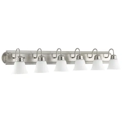 Quorum International 6lt Satin Nickel W Satin Opal Glass Vanity Light