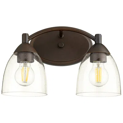 Quorum International Barkley 2lt Oiled Bronze W Clear Seeded Vanity Light