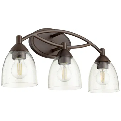 Quorum International Barkley 3lt Oiled Bronze W Clear Seeded Vanity Light