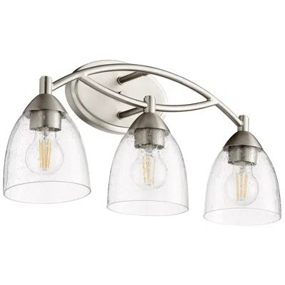 Quorum International Barkley 3lt Satin Nickel W Clear Seeded Vanity Light
