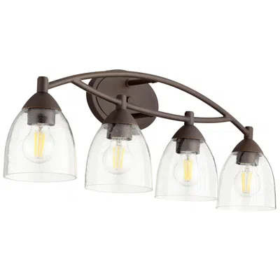 Quorum International Barkley 4lt Oiled Bronze W Clear Seeded Vanity Light In Brown