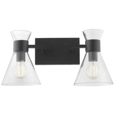 Quorum International Beldar 2lt Matte Black W Clear Glass Vanity Light