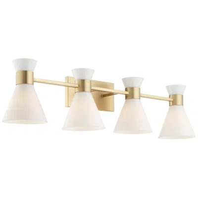 Quorum International Beldar 4lt Aged Brass W Glass Opal Vanity Light