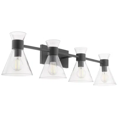 Quorum International Beldar 4lt Matte Black W Clear Glass Vanity Light