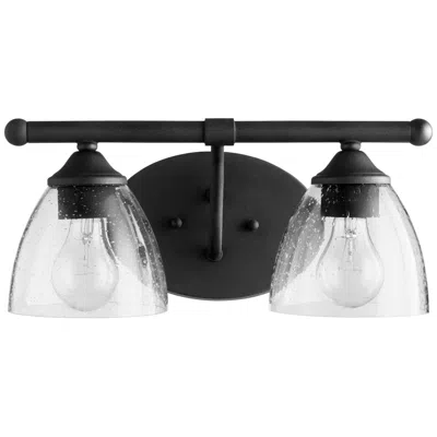 Quorum International Brooks 2lt Textured Black W Seeded Glass Vanity Light