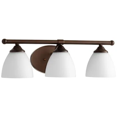 Quorum International Brooks 3lt Oiled Bronze W Opal Glass Vanity Light