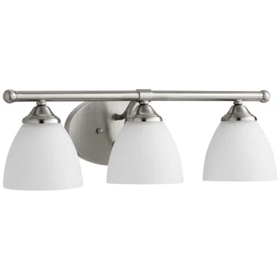 Quorum International Brooks 3lt Satin Nickel W Opal Glass Vanity Light