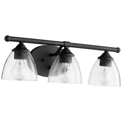 Quorum International Brooks 3lt Textured Black W Seeded Glass Vanity Light In Multi