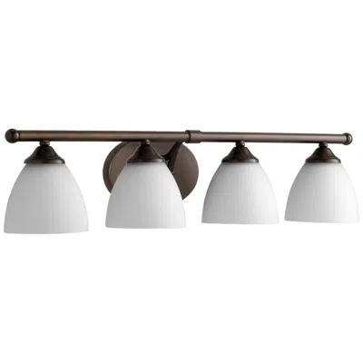 Quorum International Brooks 4lt Oiled Bronze W Satin Opal Vanity Light