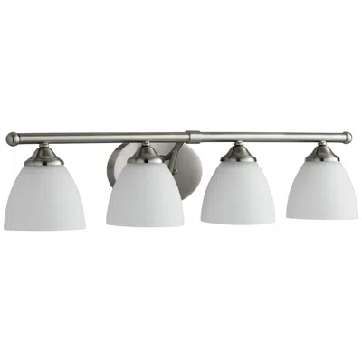 Quorum International Brooks 4lt Satin Nickel W Opal Glass Vanity Light