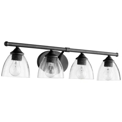 Quorum International Brooks 4lt Textured Black W Seeded Glass Vanity Light