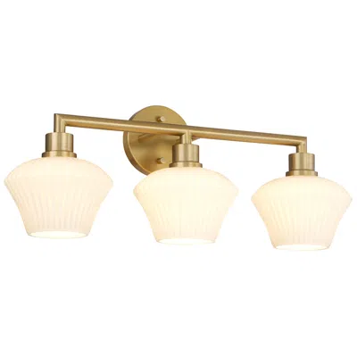 Quorum International Cassini 3lt Aged Brass Vanity Light In Gold
