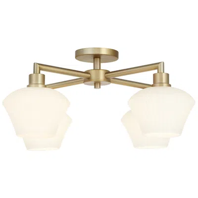 Quorum International Cassini 4lt Aged Brass Ceiling Mount In White