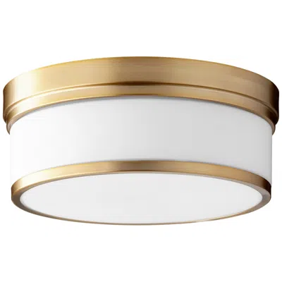 Quorum International Celeste 14" Aged Brass Ceiling Mount In White