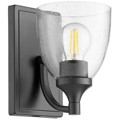 Quorum International Enclave 1lt Matte Black W Seeded Glass Wall Mount
