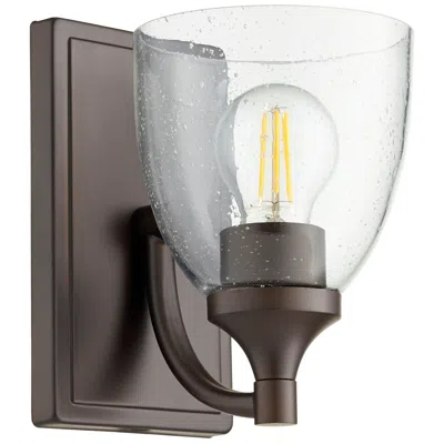 Quorum International Enclave 1lt Oiled Bronze W Seeded Glass Wall Mount In Brown