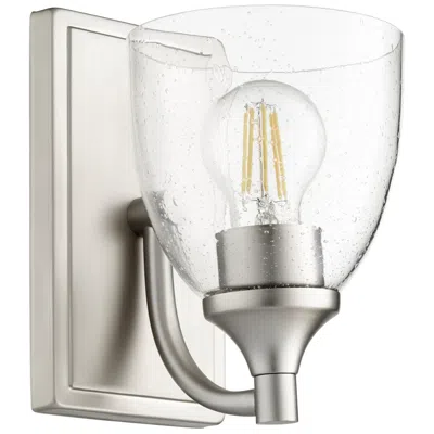 Quorum International Enclave 1lt Satin Nickel W Seeded Glass Wall Mount