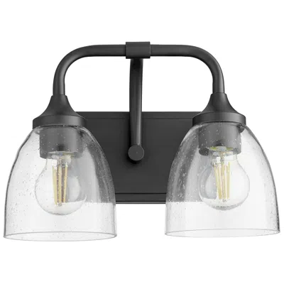 Quorum International Enclave 2lt Matte Black W Seeded Glass Vanity Light
