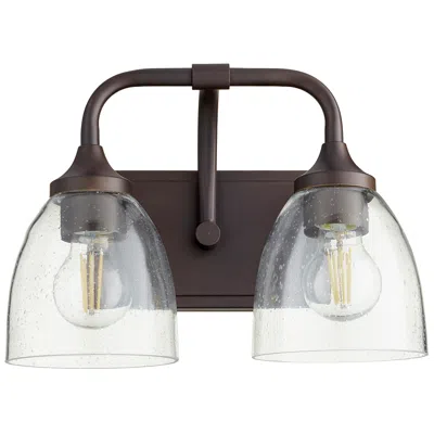 Quorum International Enclave 2lt Oiled Bronze W Seeded Glass Vanity Light