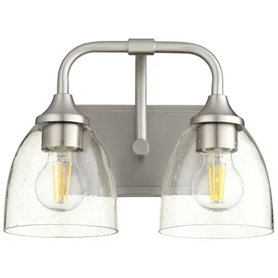 Quorum International Enclave 2lt Satin Nickel W Seeded Glass Vanity Light