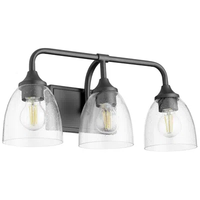 Quorum International Enclave 3lt Matte Black W Seeded Glass Vanity Light