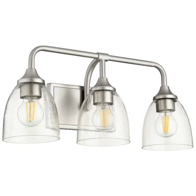 Quorum International Enclave 3lt Satin Nickel W Seeded Glass Vanity Light