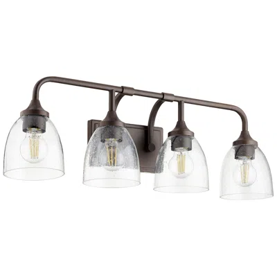 Quorum International Enclave 4lt Oiled Bronze W Seeded Glass Vanity Light