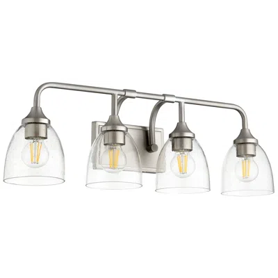 Quorum International Enclave 4lt Satin Nickel W Seeded Glass Vanity Light
