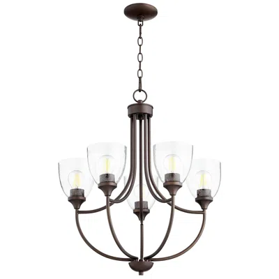 Quorum International Enclave 5lt Oiled Bronze W Seeded Glass Chandelier