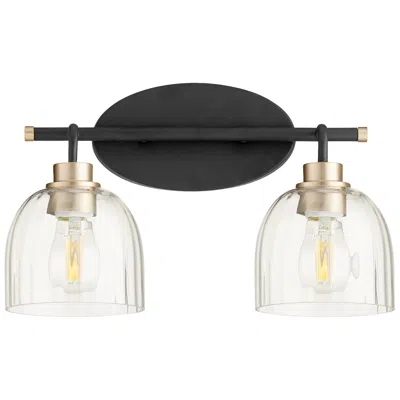 Quorum International Espy 2lt Textured Black W Aged Brass Vanity Light