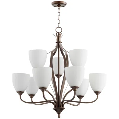 Quorum International Jardin 9lt Oiled Bronze Chandelier In Brown