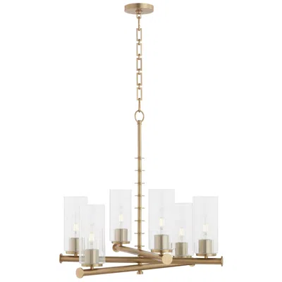 Quorum International Juniper 6lt Aged Brass Chandelier In White