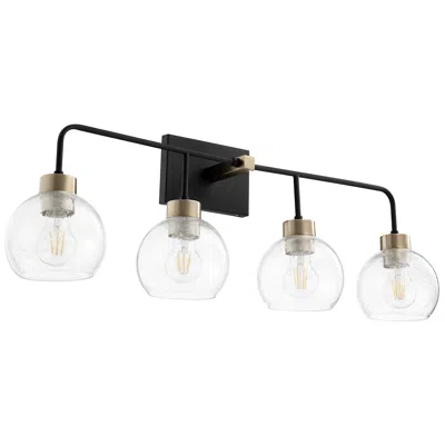 Quorum International Lacy 4lt Textured Black W Aged Brass Vanity Light
