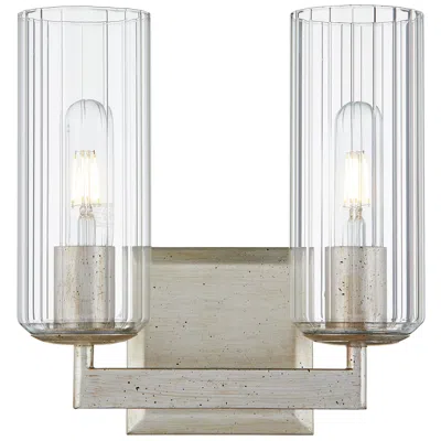 Quorum International Merrick 2lt Aged Silver Leaf Vanity Light