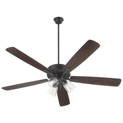 Quorum International Ovation 3 Lt Matte Black W Walnut Blades Ceiling Fan