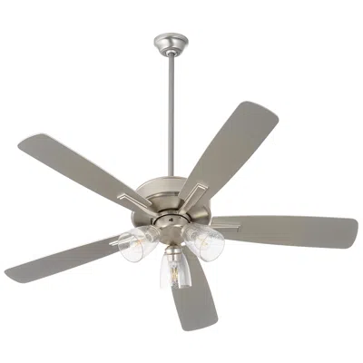 Quorum International Ovation 3 Lt Satin Nickel Ceiling Fan - Seeded Glass In Gray