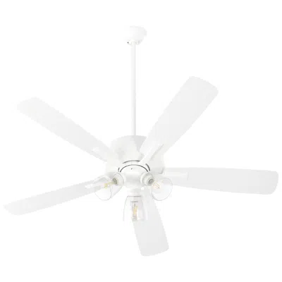 Quorum International Ovation 3 Lt Studio White Ceiling Fan - Seeded Glass