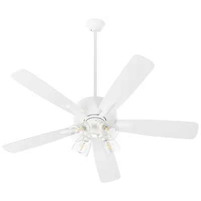 Quorum International Ovation 4 Lt Studio White Ceiling Fan - Seeded Glass