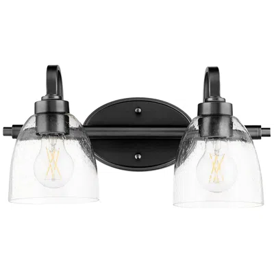 Quorum International Reyes 2lt Textured Black Seeded Glass Vanity Light