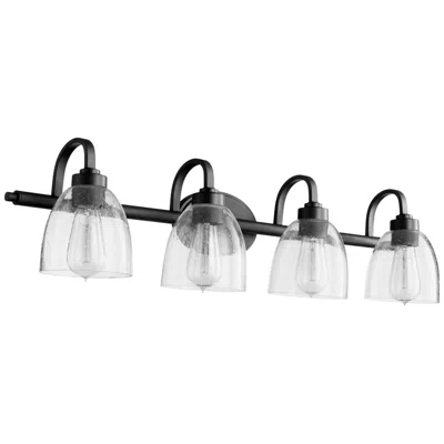 Quorum International Reyes 4lt Textured Black W Clear Seeded Vanity Light