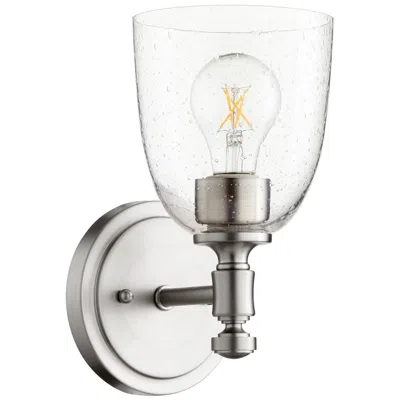 Quorum International Rossington 1lt Satin Nickel W Seeded Glass Sconce In Silver