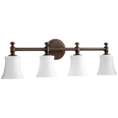 Quorum International Rossington 4lt Oiled Bronze W Satin Opal Vanity Light