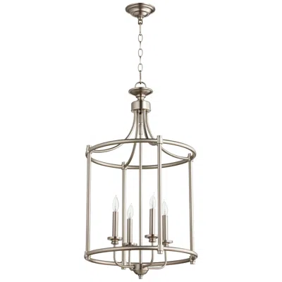 Quorum International Rossington 4lt Satin Nickel Entry Pendant In Silver