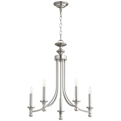 Quorum International Rossington 5lt Satin Nickel Chandelier In Silver