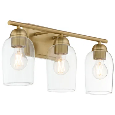 Quorum International Wallinger 3lt Aged Brass Vanity Light In Gold