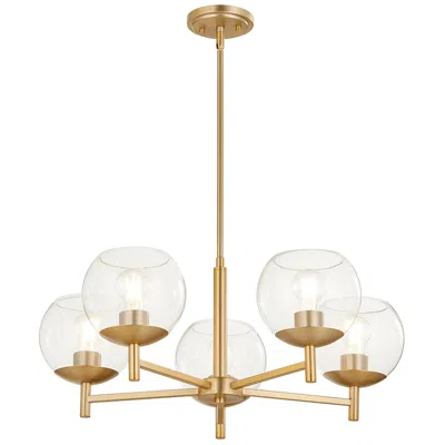 Quorum Lyon 27" Wide Aged Brass 5-light Chandelier