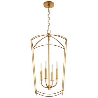 Quorum Mantle 15" Wide Gold Leaf 4-light Chandelier