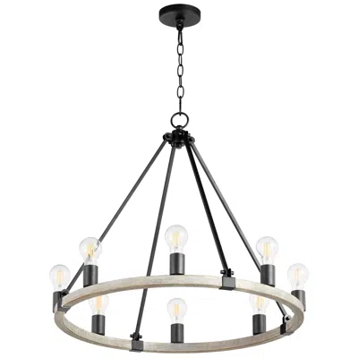 Quorum Paxton 27" Wide 8-light Textured Black Ring Chandelier