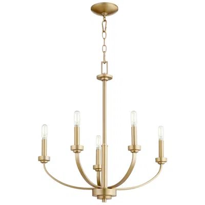 Quorum Reyes 26" Wide Aged Brass 5-light Chandelier