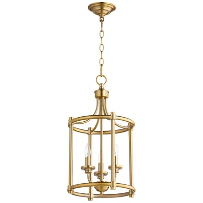 Quorum Rossington 12" Wide Aged Brass 3-light Mini Pendant
